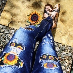 Sunflower patched jeans